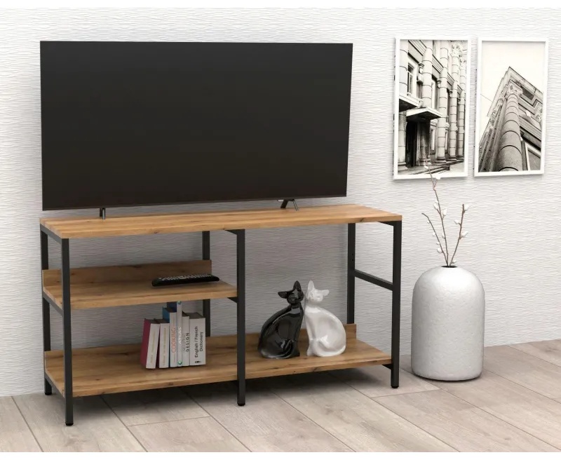 Тумба TI_под ТВ Комус Онега-14 с универ.полкой (слева/справа),дуб вотан