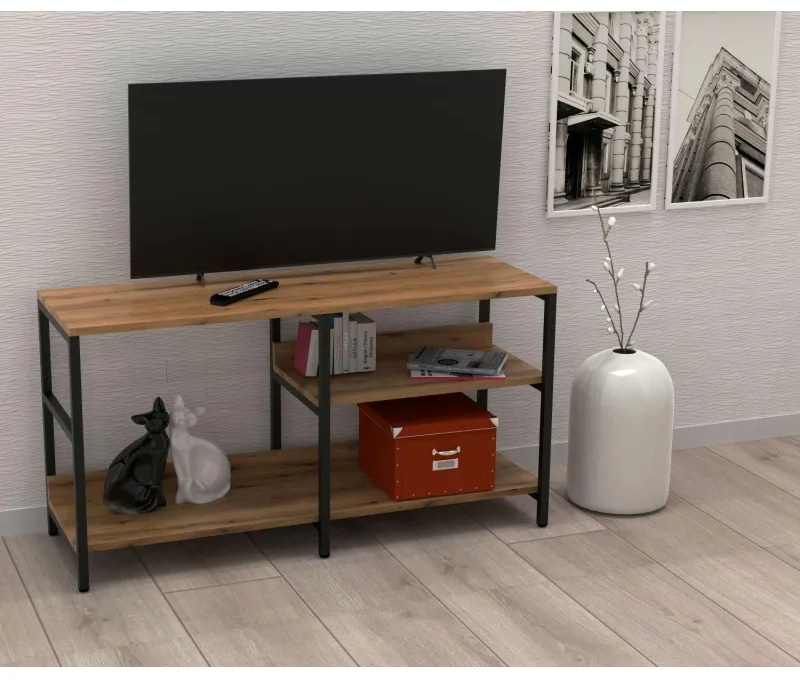 Тумба TI_под ТВ Комус Онега-14 с универ.полкой (слева/справа),дуб вотан