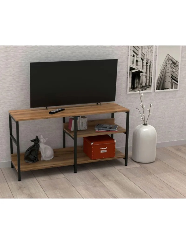 Тумба TI_под ТВ Комус Онега-14 с универ.полкой (слева/справа),дуб вотан