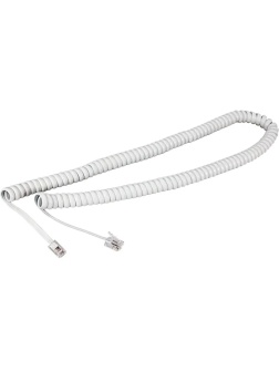 Шнур для телефонной трубки REXANT, витой RJ-10 (4P-4C), 2м, белый (уп 10шт)