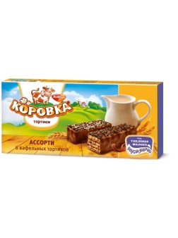 Торт вафельный Коровка вкус топленое молоко ассорти, 180г