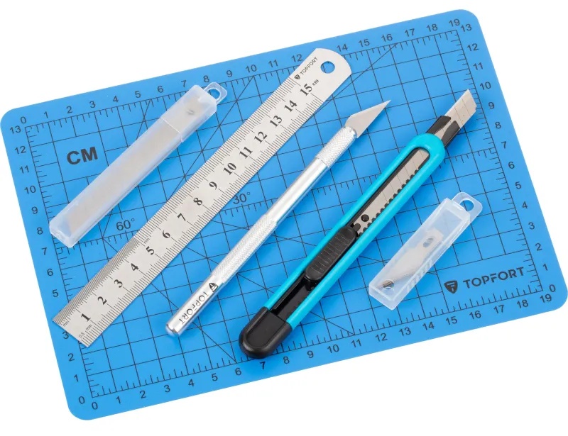 Набор для вырезания TOPFORT A5, нож макет, нож 9 мм, линейка, лезвия