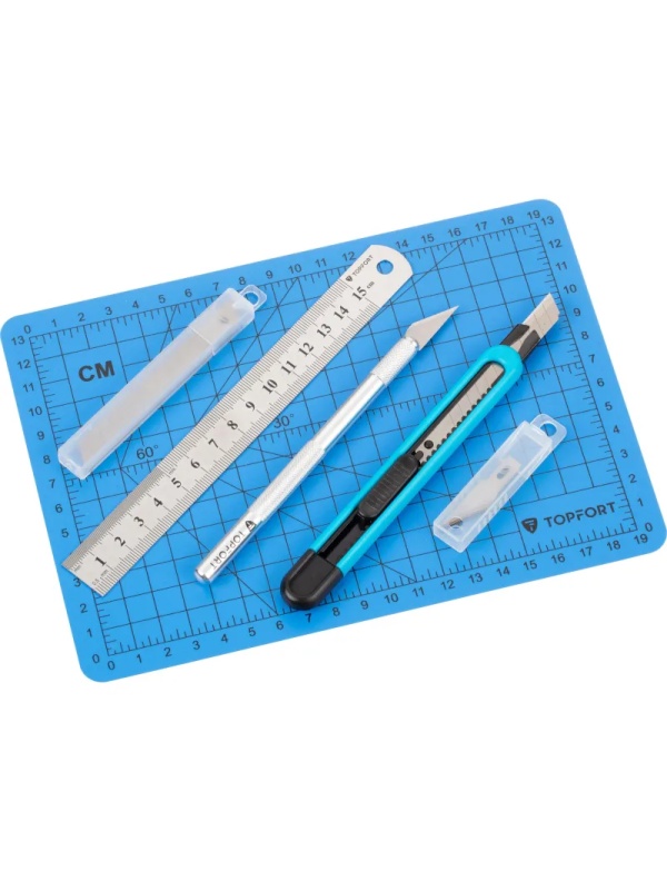 Набор для вырезания TOPFORT A5, нож макет, нож 9 мм, линейка, лезвия