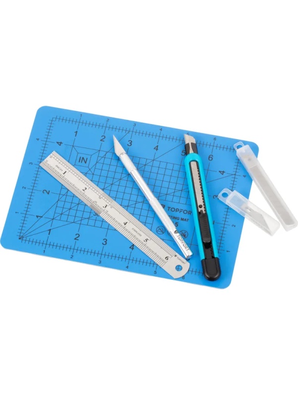 Набор для вырезания TOPFORT A5, нож макет, нож 9 мм, линейка, лезвия