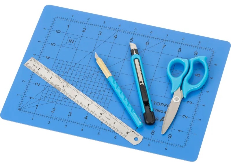 Набор для вырезания TOPFORT A4, нож макет, нож 9 мм, линейка, ножницы