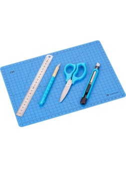 Набор для вырезания TOPFORT A4, нож макет, нож 9 мм, линейка, ножницы