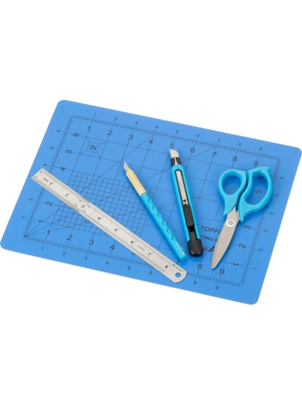 Набор для вырезания TOPFORT A4, нож макет, нож 9 мм, линейка, ножницы