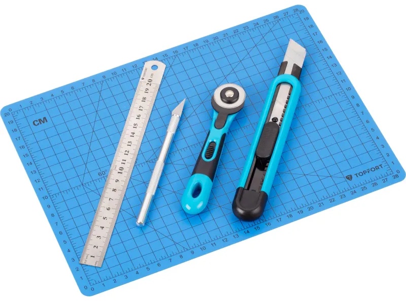 Набор для вырезания TOPFORT A4, нож макет, нож 9 мм, нож рол 18мм, лин