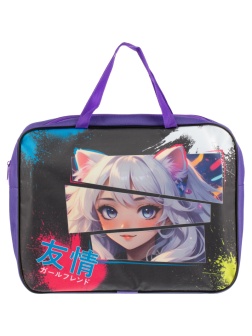 Папка школьника А4 с ручками ШИРОКАЯ,ПШ-11,ДЕВУШКА С УШКАМИ 2025