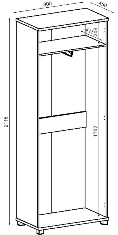 Шкаф Avance для одежды 6Ш.013.1 800х450х2116 шамони светлый