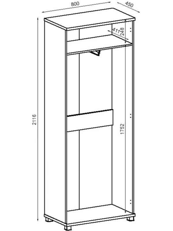 Шкаф Avance для одежды 6Ш.013.1 800х450х2116 шамони светлый