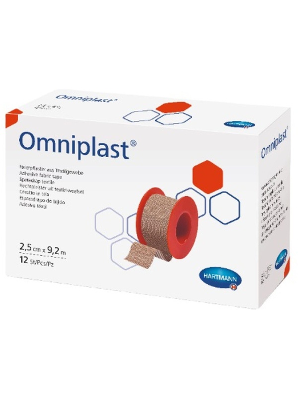 Пластырь фиксирующий 9,2м x 2,5см, ткан, OMNIPLAST