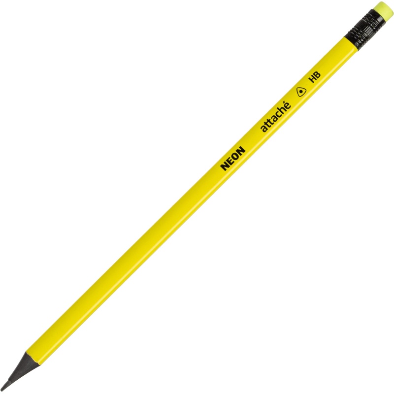 Карандаш чернографитный Attache пластик, трехгранн, с ластиком, ассорти