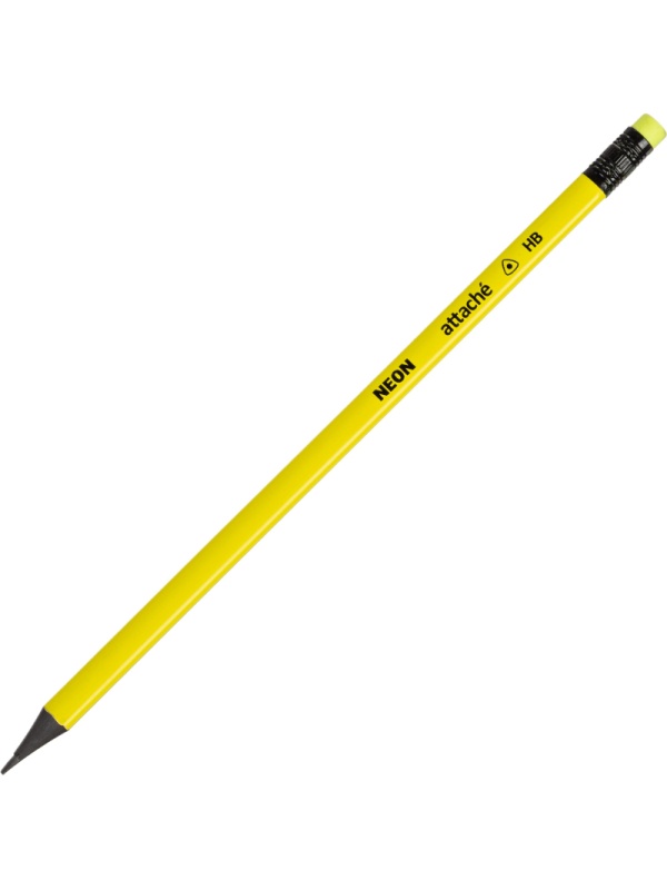 Карандаш чернографитный Attache пластик, трехгранн, с ластиком, ассорти