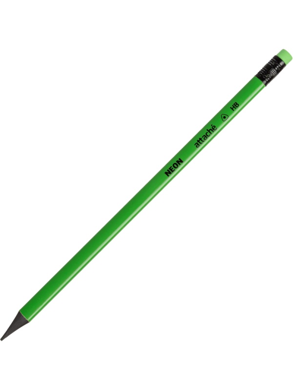 Карандаш чернографитный Attache пластик, трехгранн, с ластиком, ассорти