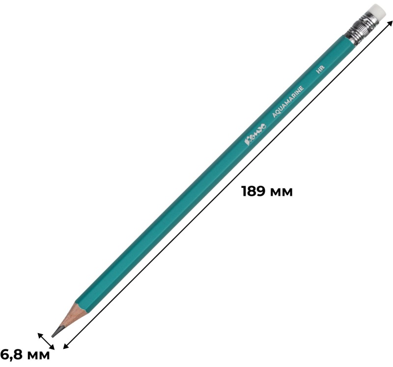 Карандаш чернографитный Комус Aquamarine дерево, шестигр, с ласт., зел.корп
