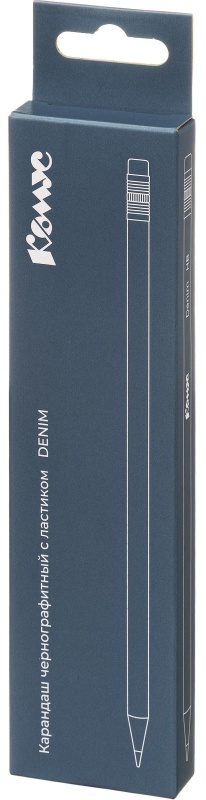 Карандаш чернографитный Комус Denim, деревянный, трехгранный, с ластиком