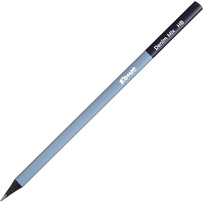 Карандаш чернографитный Комус Denim Mix, черн.дер., трехг, б/ласт, в асс