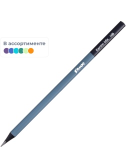 Карандаш чернографитный Комус Denim Mix, черн.дер., трехг, б/ласт, в асс