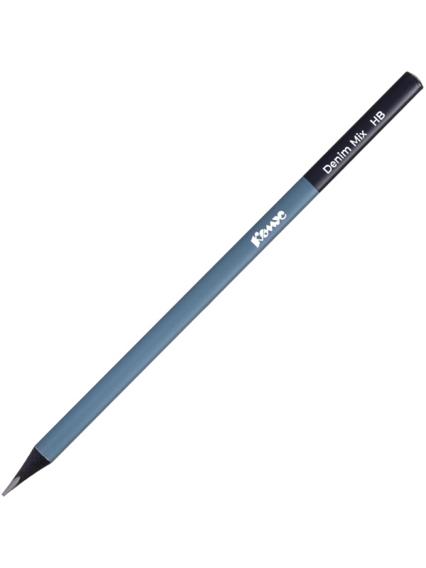 Карандаш чернографитный Комус Denim Mix, черн.дер., трехг, б/ласт, в асс