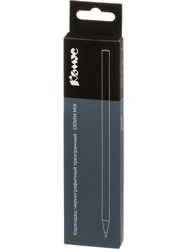 Карандаш чернографитный Комус Denim Mix, черн.дер., трехг, б/ласт, в асс