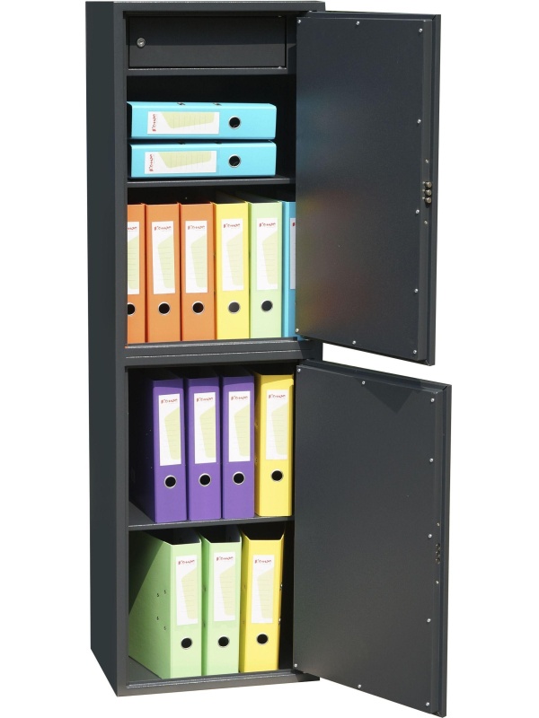 Шкаф для бумаг металлический Комус Мебель Cobalt TSL-150/2M, 340х460х1500мм