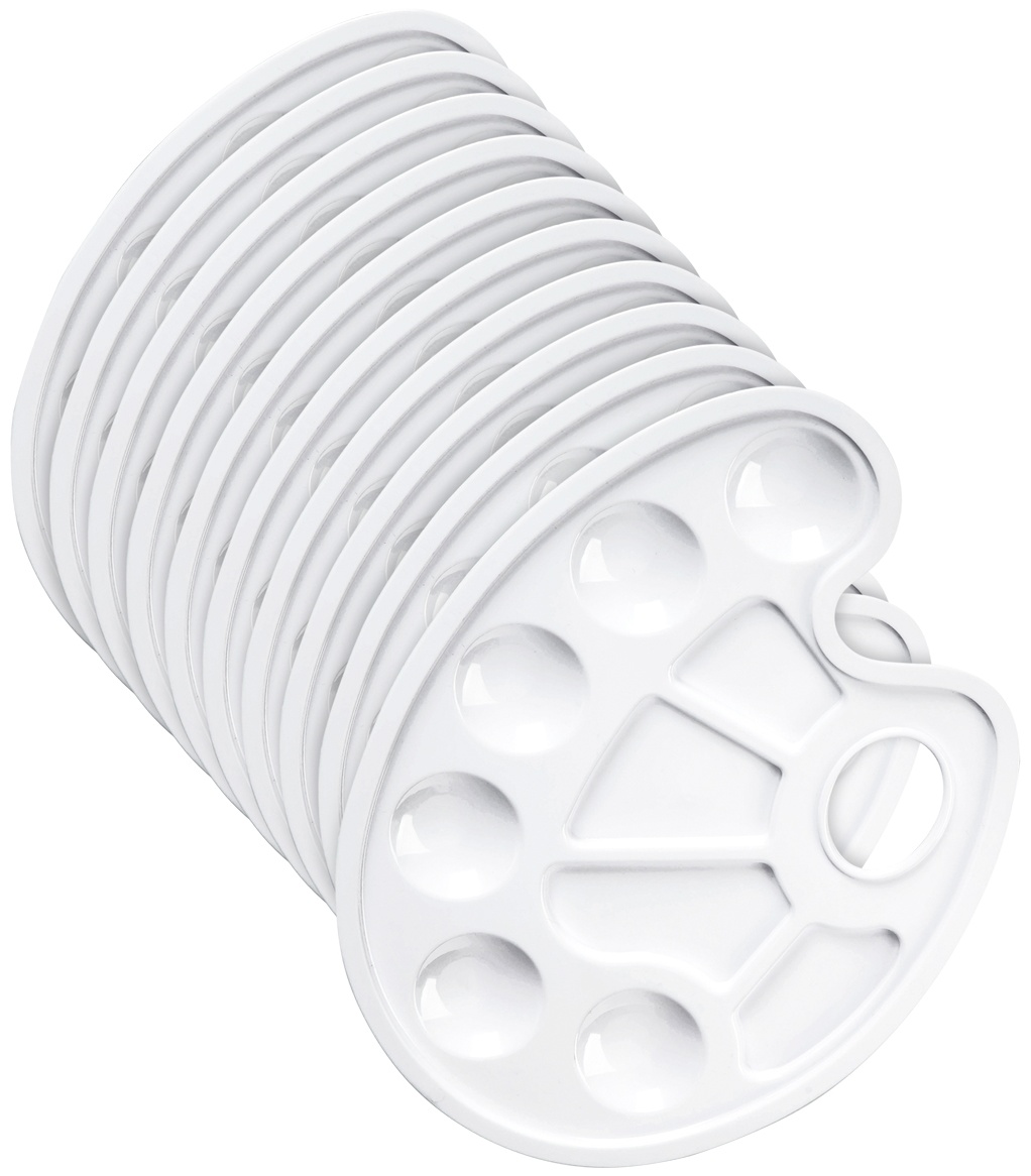 Палитра художника Гамма, 10 ячеек, пластик, 10 шт., белая