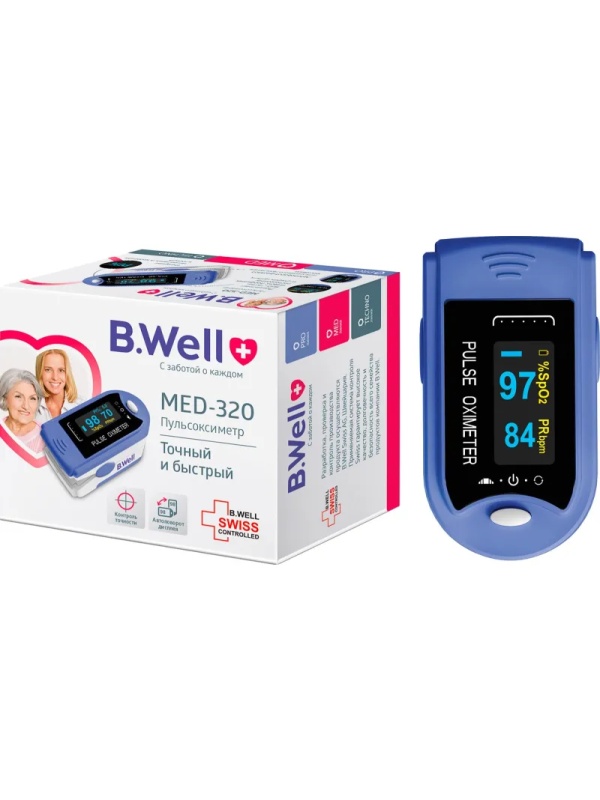 Пульсоксиметр MED-320 (РУ), автоповорот дисп, регулир. яркость диспл