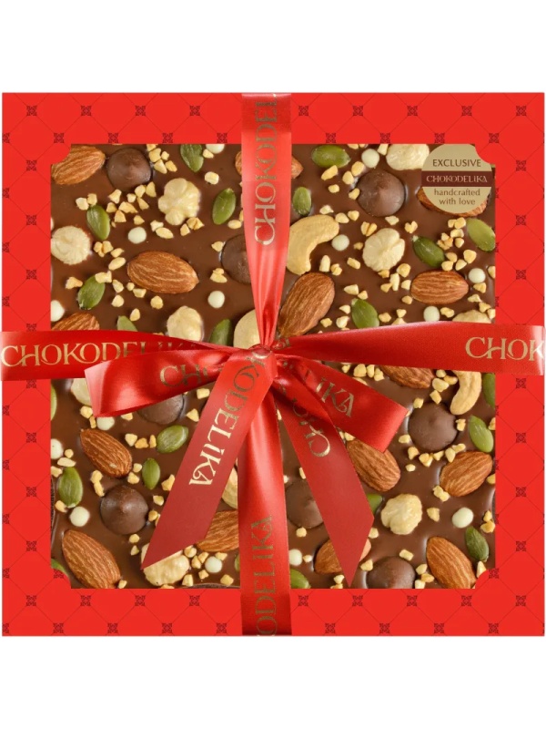 Набор подарочный Шоколад молочный с украшением Ореховый фейерверк