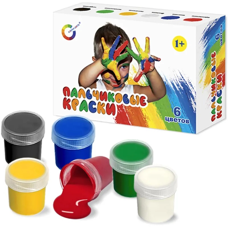 Краски пальчиковые набор 6 цветов по 20мл АЗБУКА ЦВЕТА Арт.91-6.20-00
