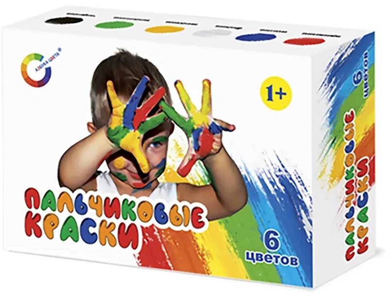 Краски пальчиковые набор 6 цветов по 20мл АЗБУКА ЦВЕТА Арт.91-6.20-00