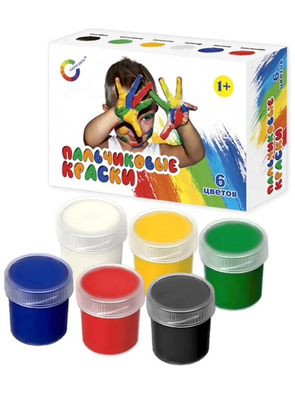Краски пальчиковые набор 6 цветов по 20мл АЗБУКА ЦВЕТА Арт.91-6.20-00