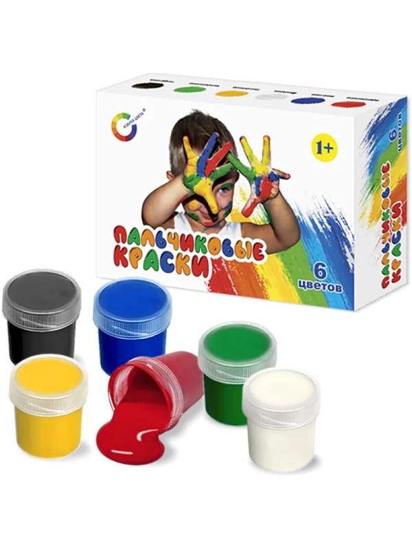 Краски пальчиковые набор 6 цветов по 20мл АЗБУКА ЦВЕТА Арт.91-6.20-00