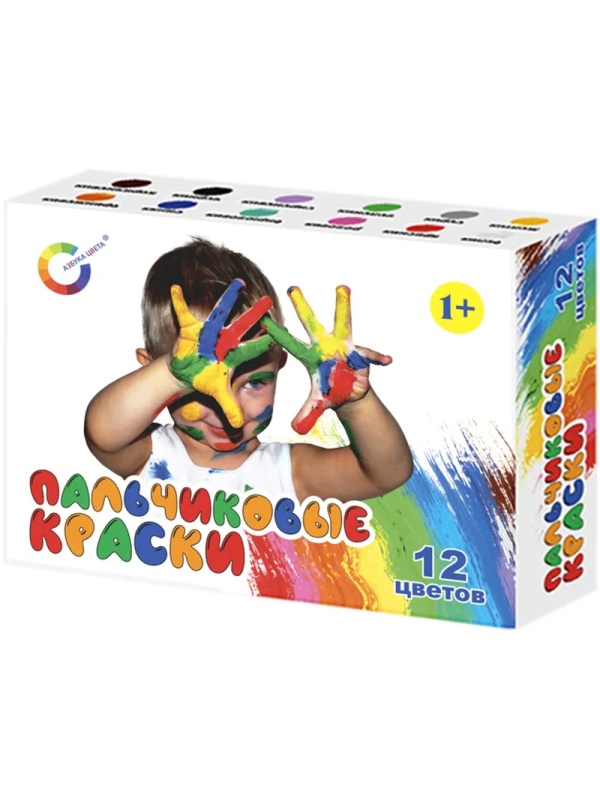 Краски пальчиковые набор 12 цветов по 20мл АЗБУКА ЦВЕТА Арт.91-12.20-00