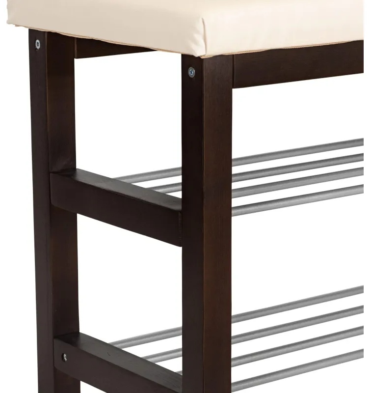 Обувница MS_Банкетка BeautyStyle 4, тёмно-кор./экокожа бежевый