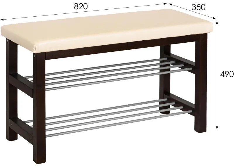 Обувница MS_Банкетка BeautyStyle 4, тёмно-кор./экокожа бежевый