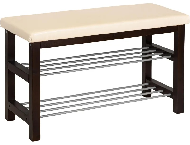 Обувница MS_Банкетка BeautyStyle 4, тёмно-кор./экокожа бежевый