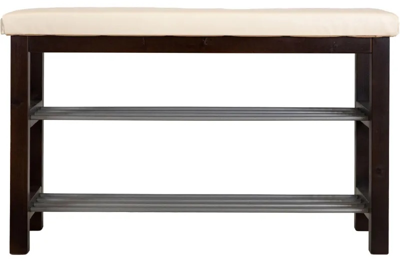 Обувница MS_Банкетка BeautyStyle 4, тёмно-кор./экокожа бежевый