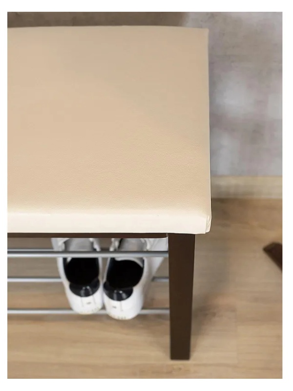 Обувница MS_Банкетка BeautyStyle 4, тёмно-кор./экокожа бежевый