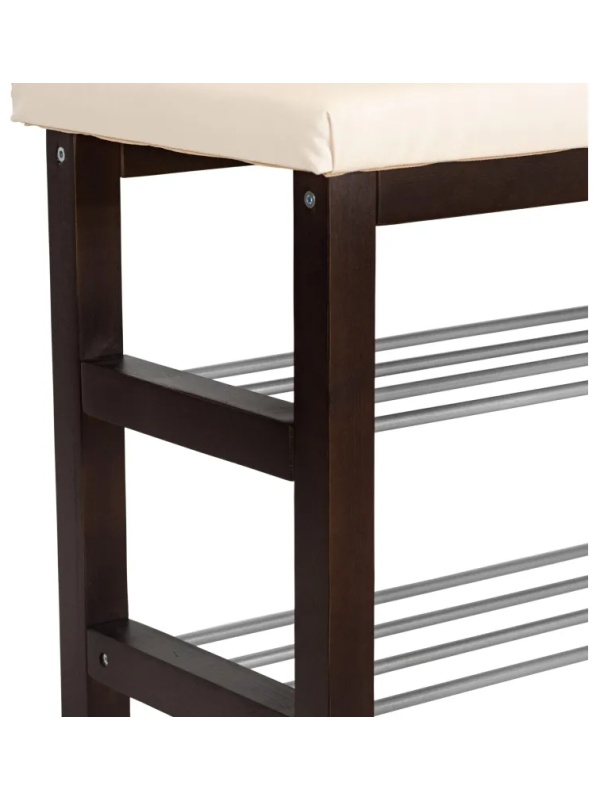 Обувница MS_Банкетка BeautyStyle 4, тёмно-кор./экокожа бежевый