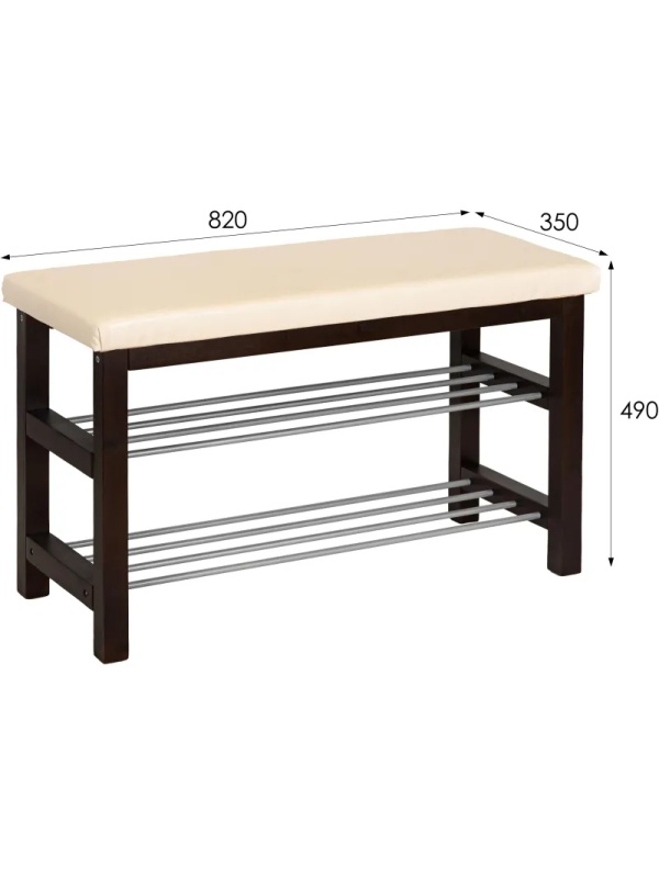 Обувница MS_Банкетка BeautyStyle 4, тёмно-кор./экокожа бежевый