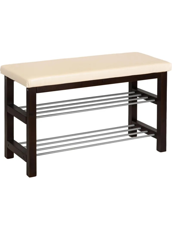 Обувница MS_Банкетка BeautyStyle 4, тёмно-кор./экокожа бежевый