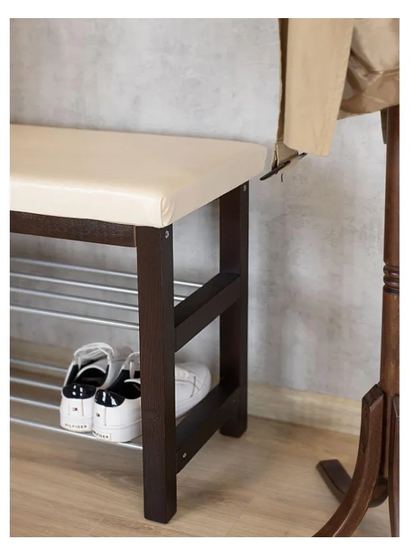 Обувница MS_Банкетка BeautyStyle 4, тёмно-кор./экокожа бежевый