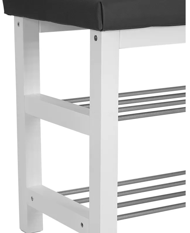 Обувница MS_Банкетка BeautyStyle 4, белый/экокожа серый