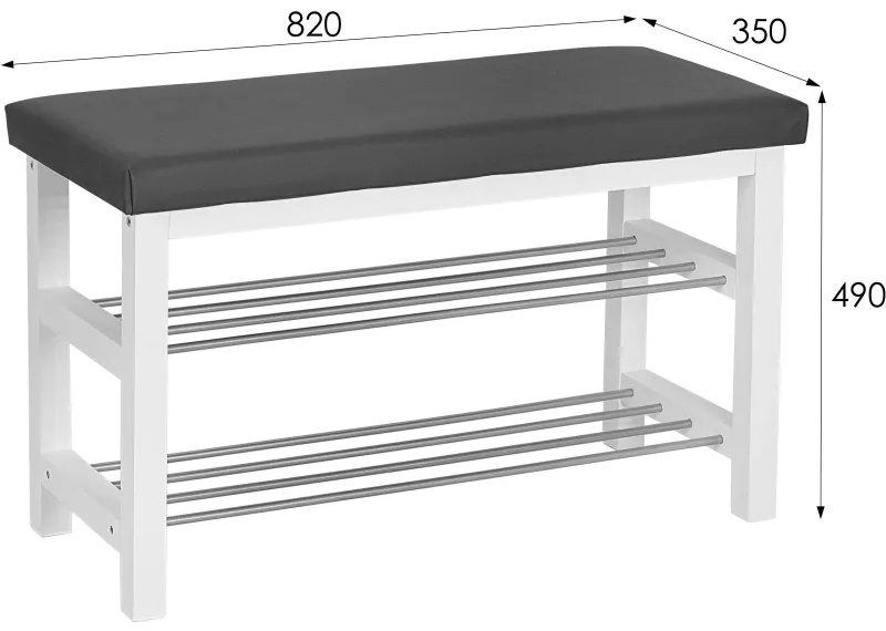 Обувница MS_Банкетка BeautyStyle 4, белый/экокожа серый