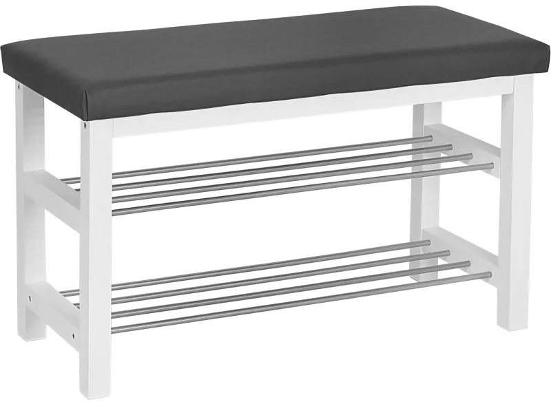 Обувница MS_Банкетка BeautyStyle 4, белый/экокожа серый