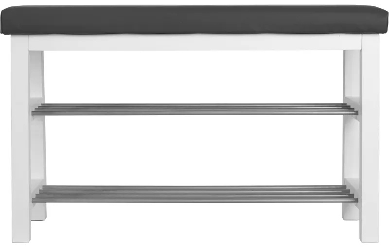 Обувница MS_Банкетка BeautyStyle 4, белый/экокожа серый