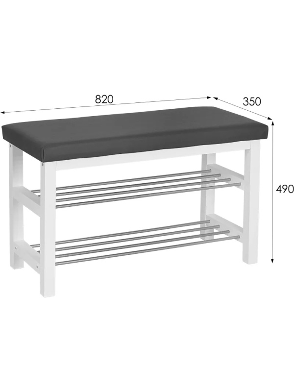 Обувница MS_Банкетка BeautyStyle 4, белый/экокожа серый