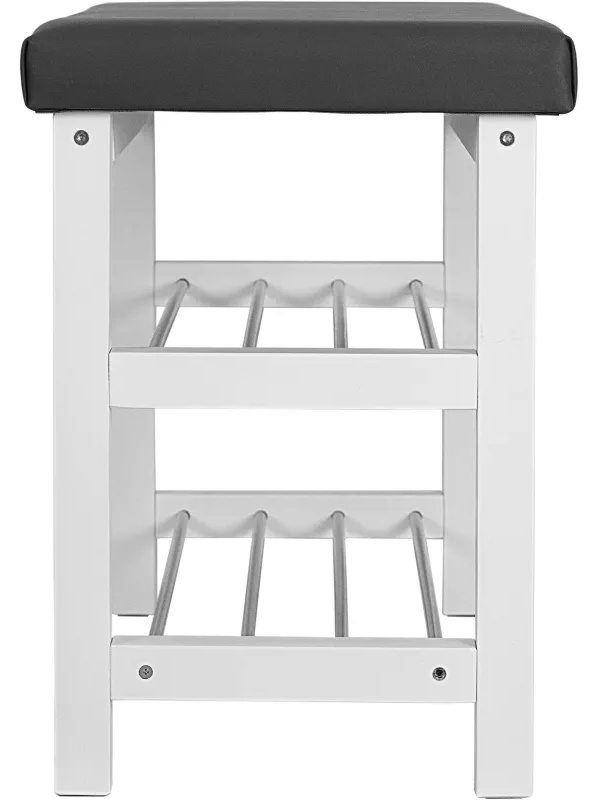 Обувница MS_Банкетка BeautyStyle 4, белый/экокожа серый