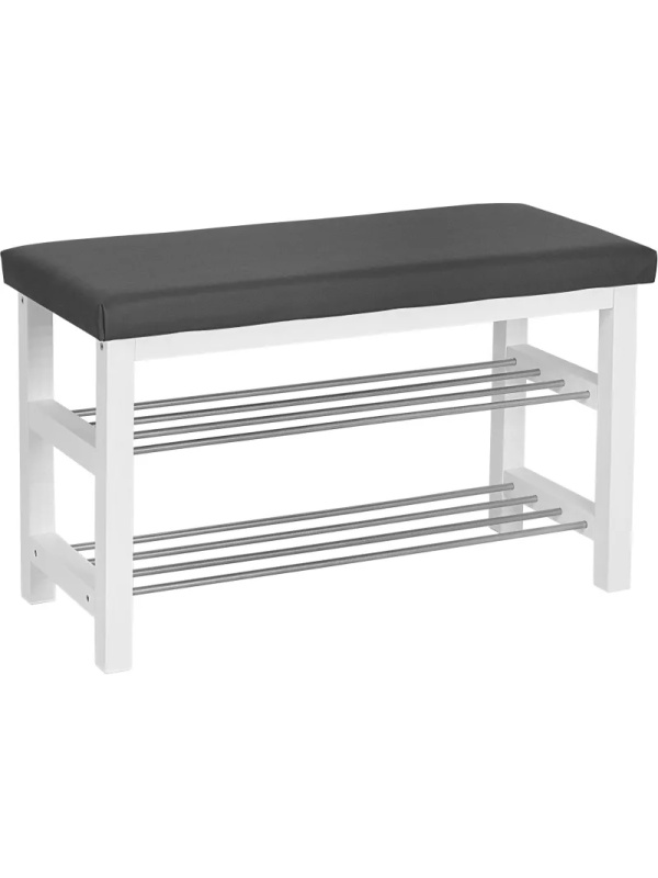 Обувница MS_Банкетка BeautyStyle 4, белый/экокожа серый